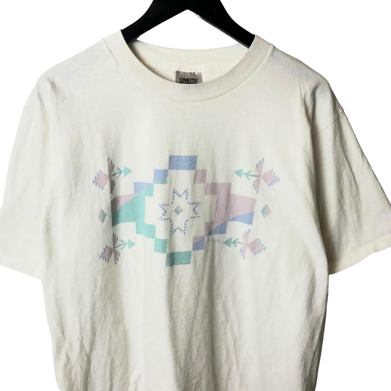 90s Vintage Oneita T Shirt Southwestern Single... - Depop