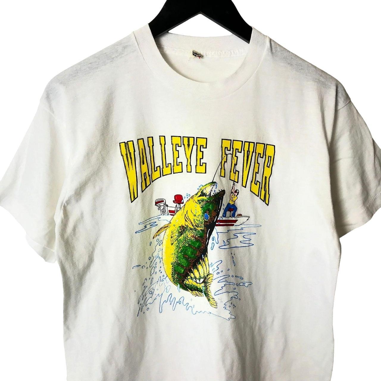 80s Vintage Walleye Fever T Shirt Fish Single Stitch - Depop