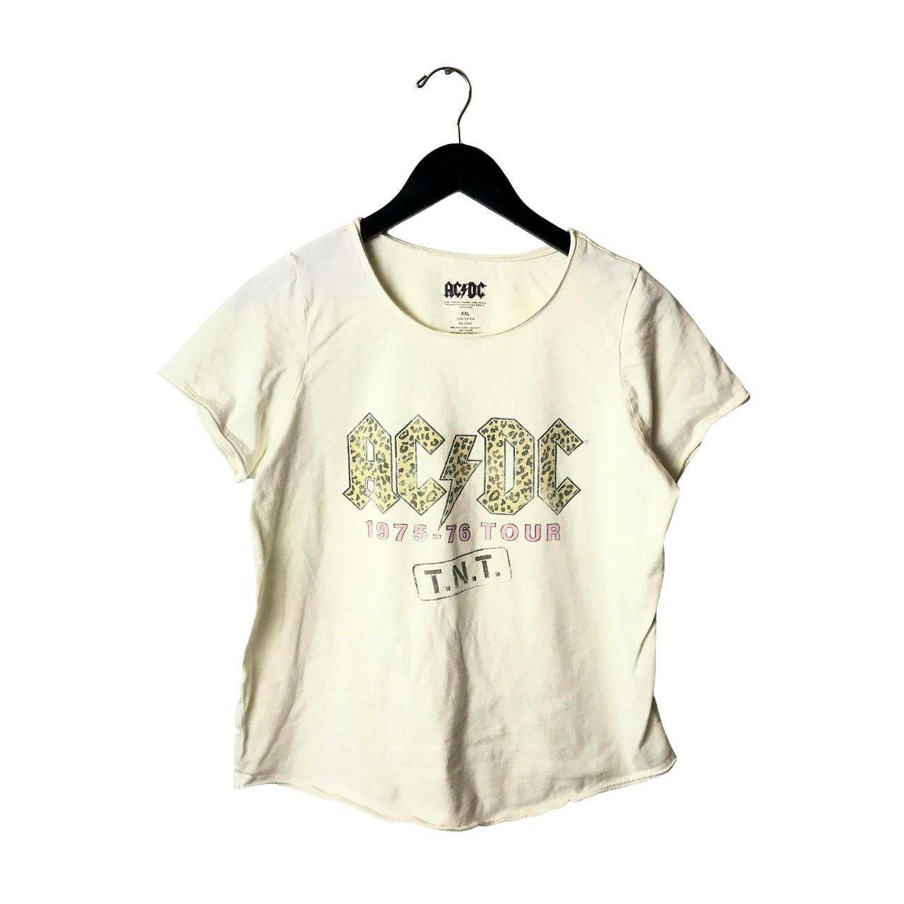 ACDC 1975-76 Tour TNT T Shirt Cream Extra Large XL... - Depop