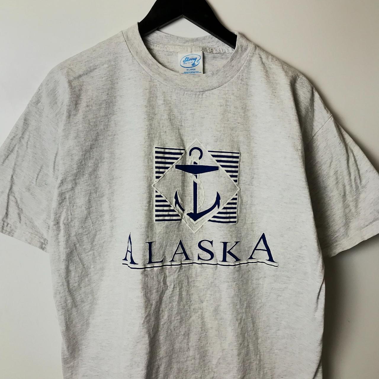 Alaska T Shirt Puff Print Anchor Graphic Tee Short... - Depop