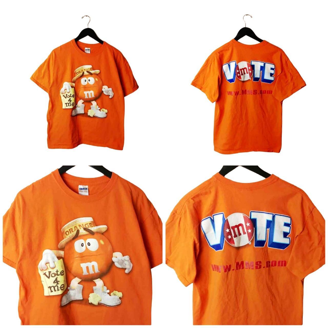 2010 M&Ms Vote 4 Me T Shirt Candy Adult Orange Large... - Depop