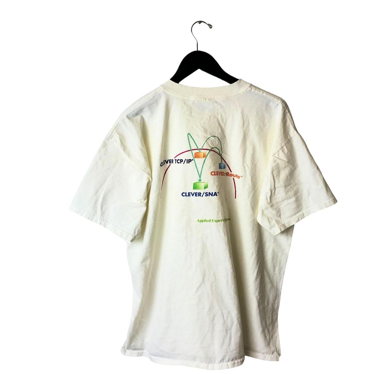 90s Vintage Clever SNA T Shirt Tech Geek White XL... - Depop