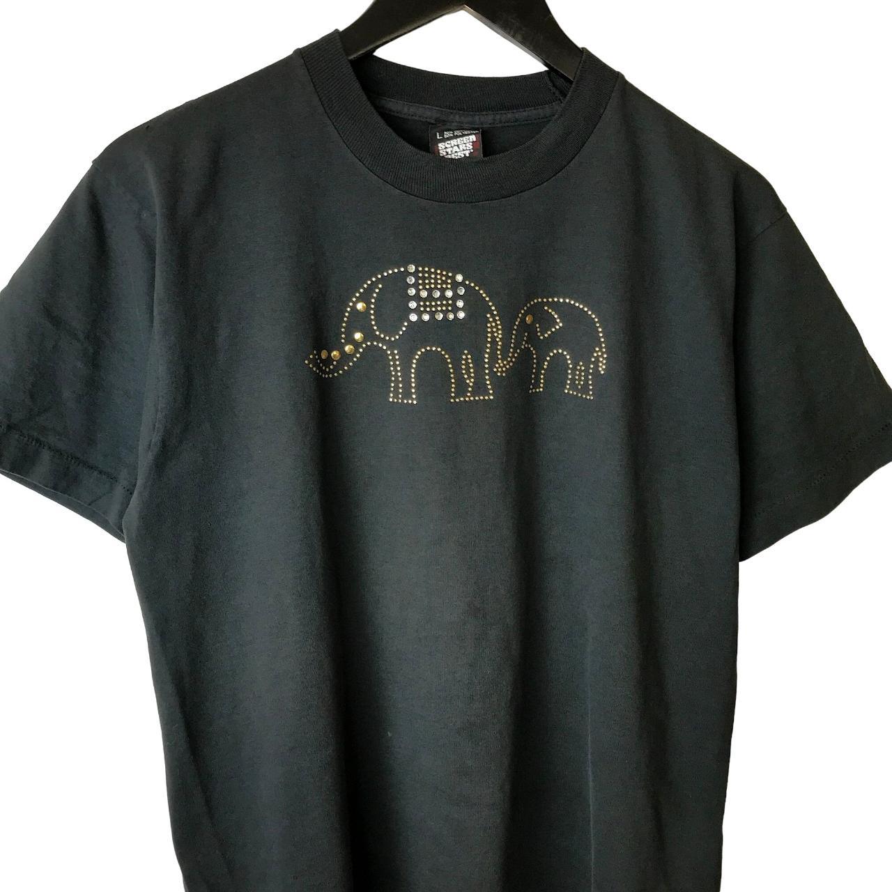 90s Vintage Two Elephant T Shirt USA Black L Large... - Depop