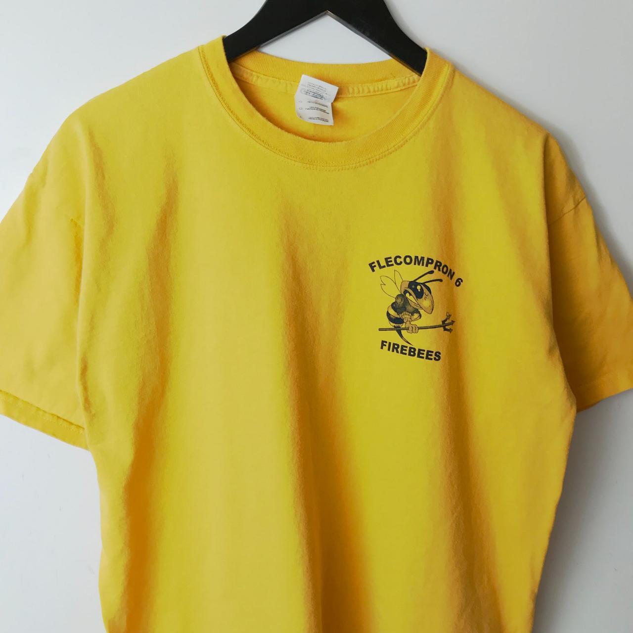 Vintage Flecompron 6 Firebees Navy T Shirt Yellow L... - Depop