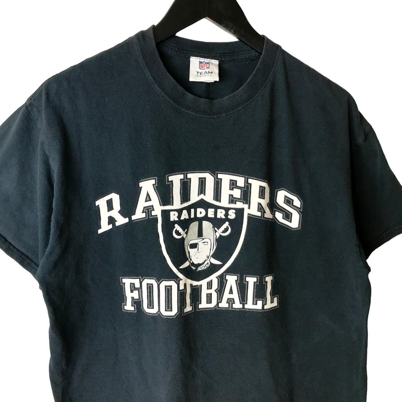 Vintage Oakland Raiders T Shirt Sliver & Black - Depop