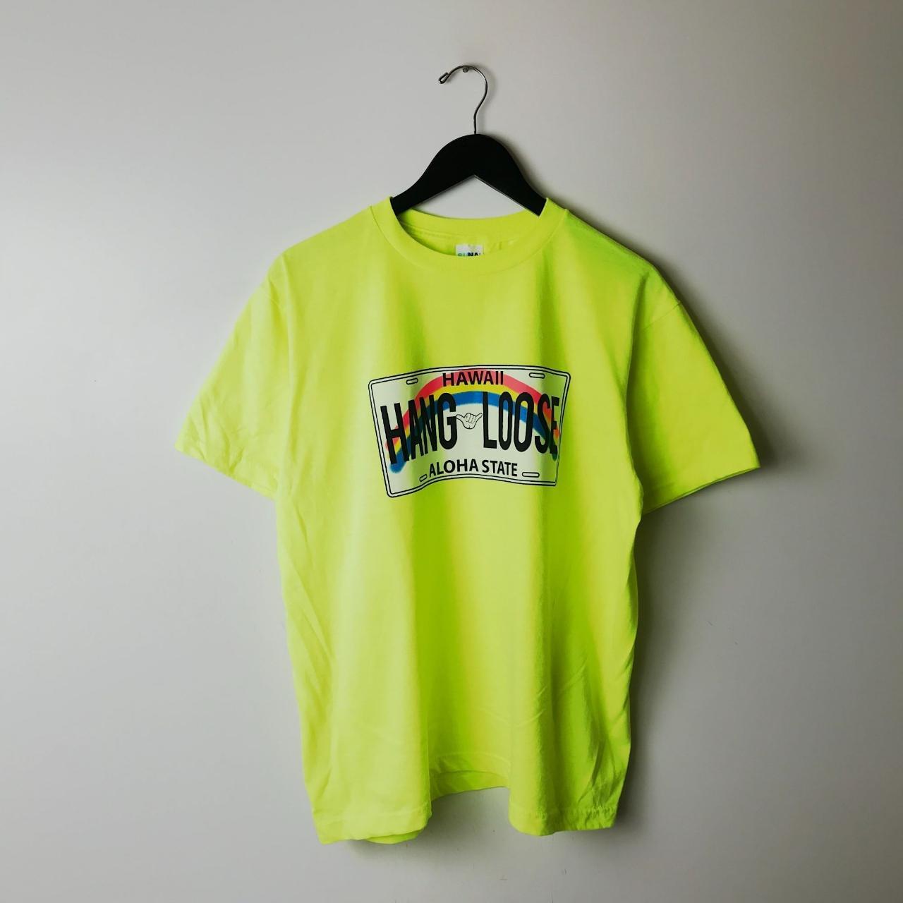 Hawaii Hang Loose Aloha State T Shirt Adult Neon... - Depop