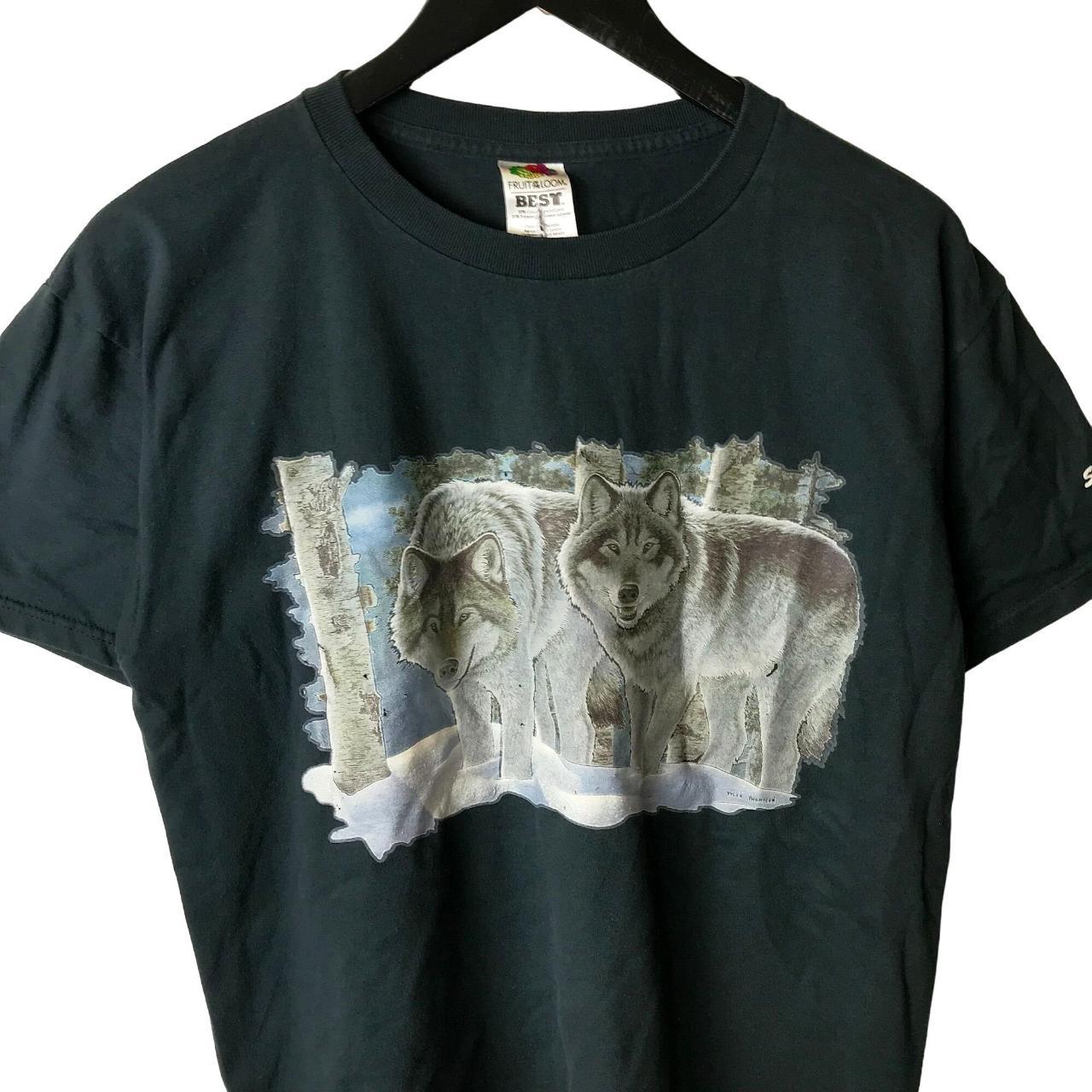 Vintage Y2K Wolves Nature T Shirt Adult Black M... - Depop