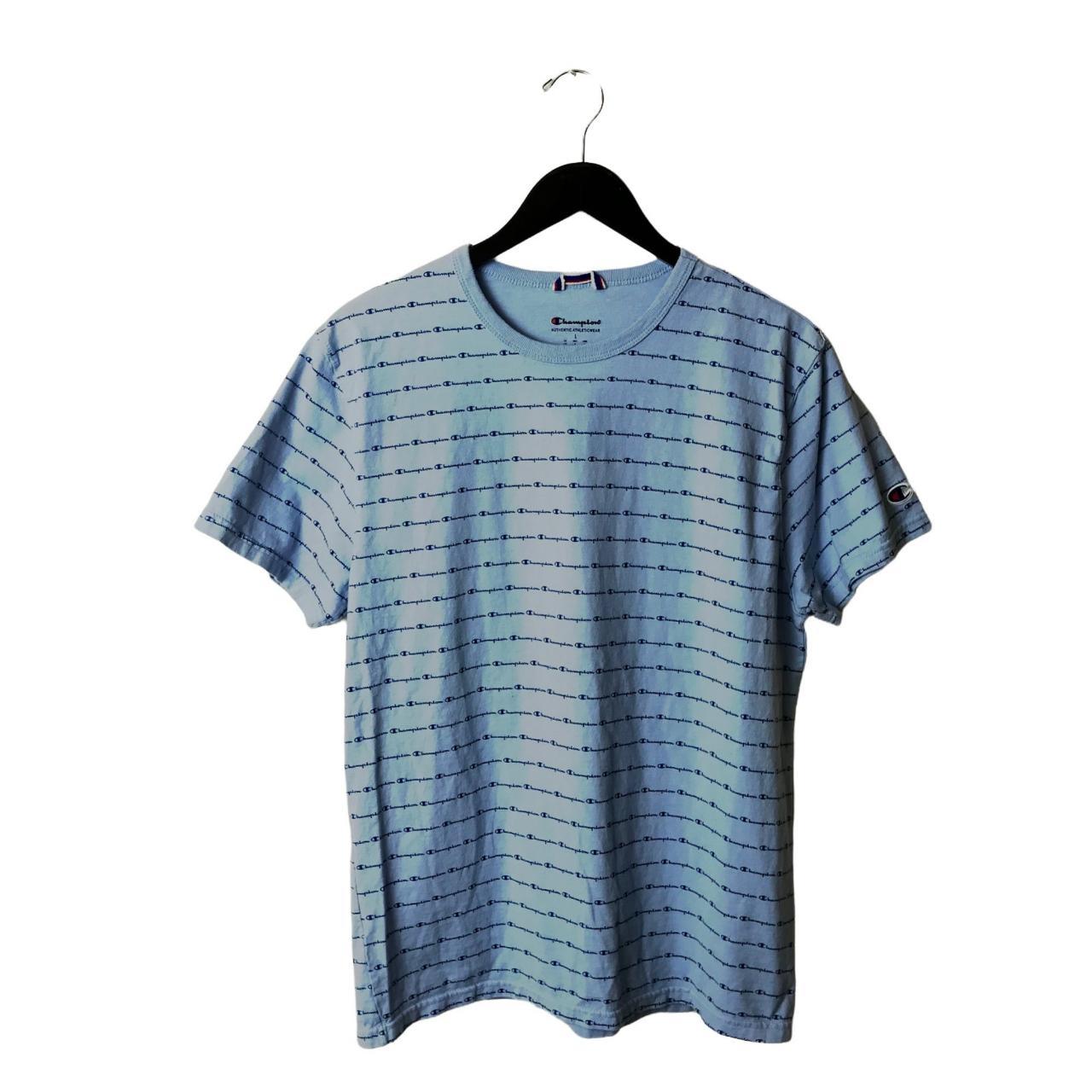 Champion Graphic Tee All Over Print Adult Blue Large... - Depop