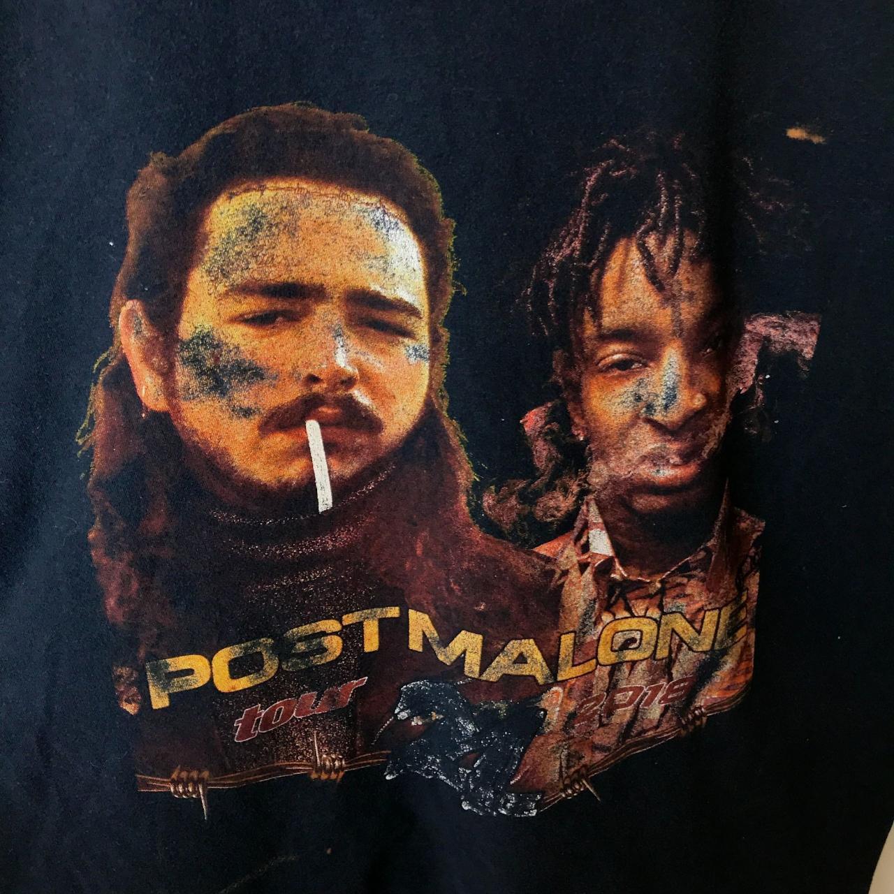 2018 Post Malone 21 Savage Tour Rap Tee T Shirt... - Depop