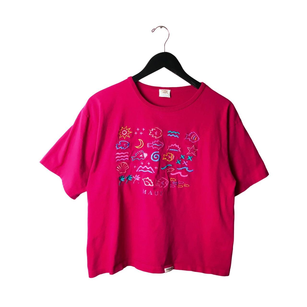 Vintage 90s Crazy Shirts Maui T Shirt Womens Pink... - Depop