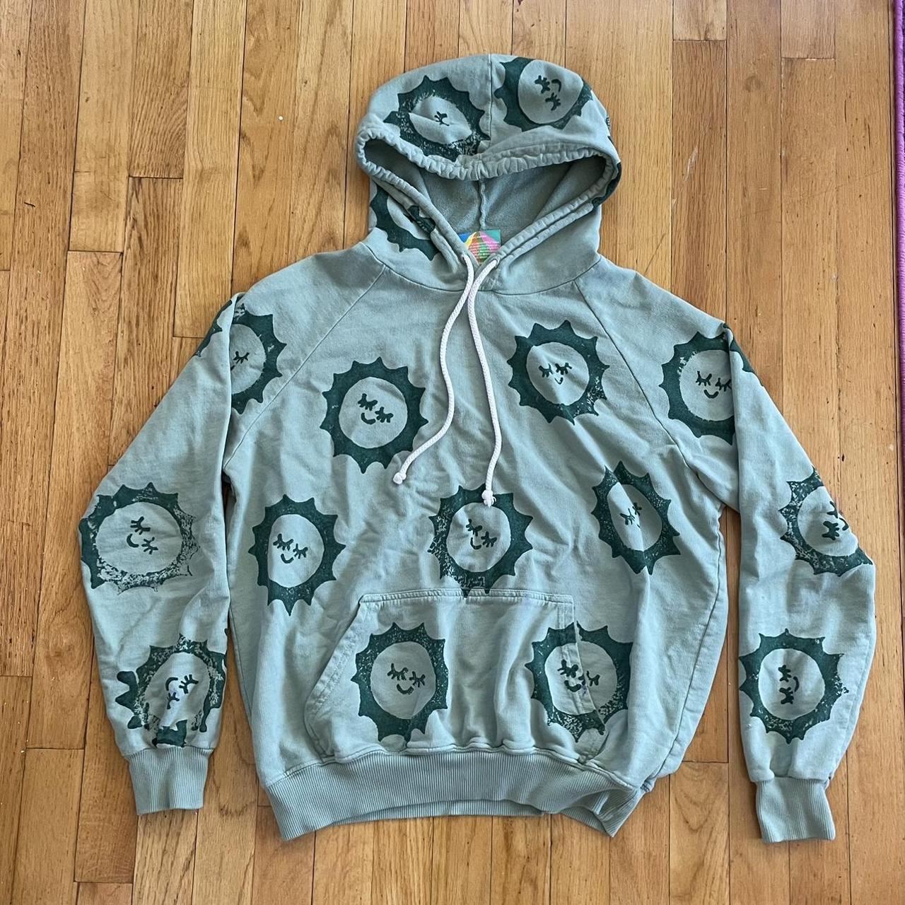 Big Bud Press Sage Green Sun Paintstamp Hoodie In... - Depop