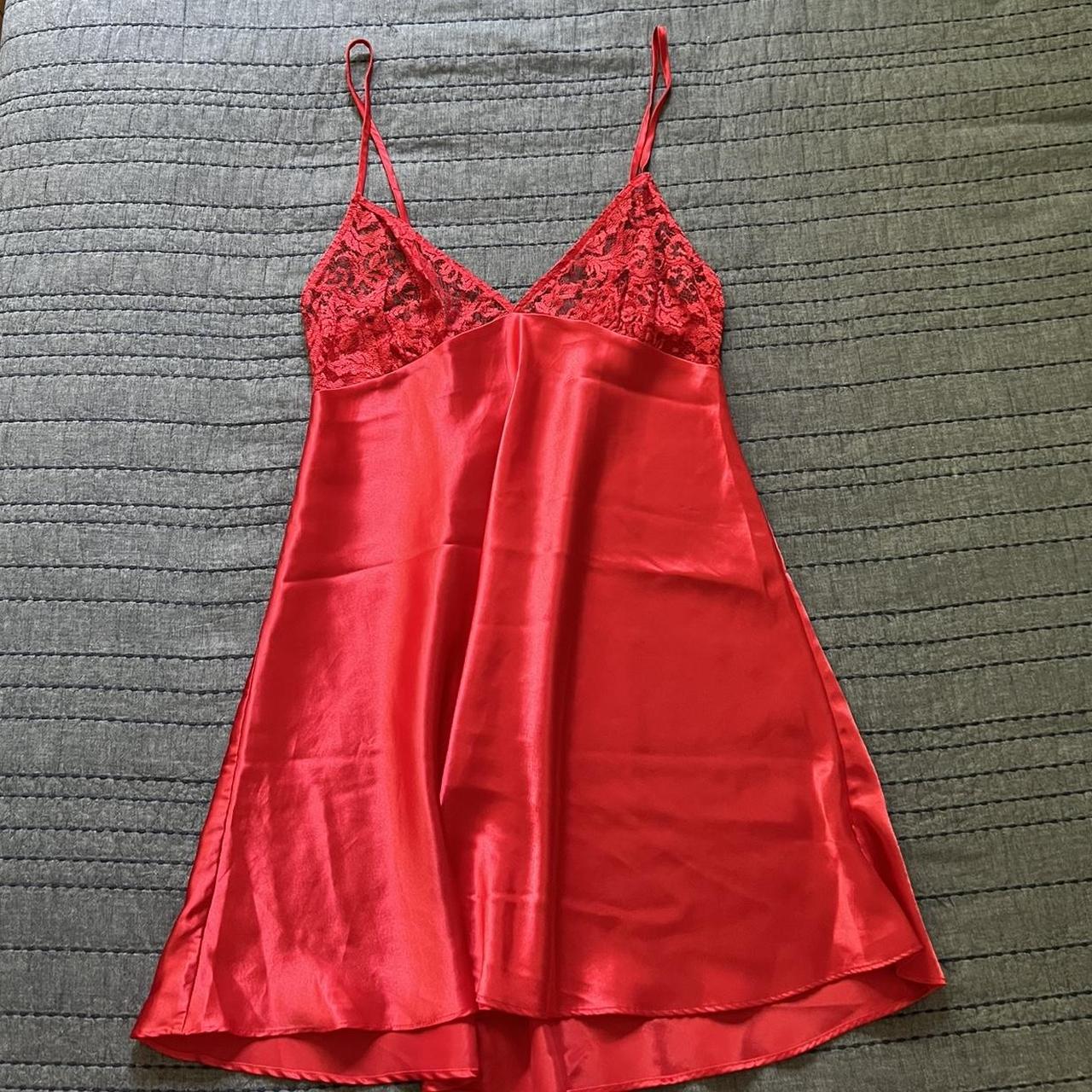 red Victoria’s Secret slip dress, red silk with... - Depop