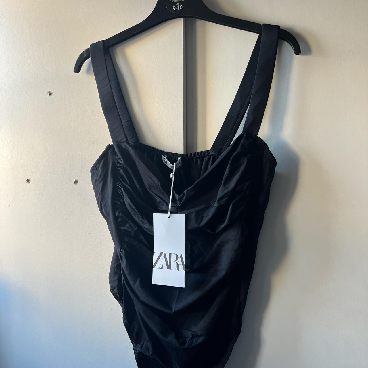 Zara Black Bodysuit with thick straps Size L but... Depop