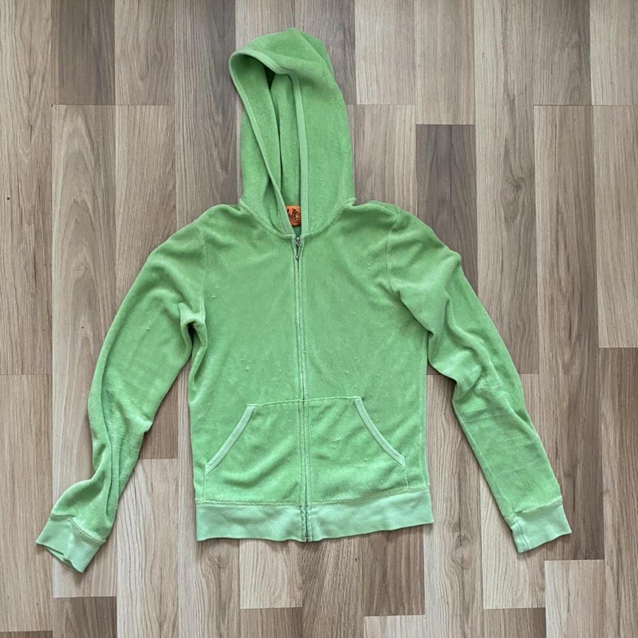 Juicy couture lime green zip up with red print and... Depop