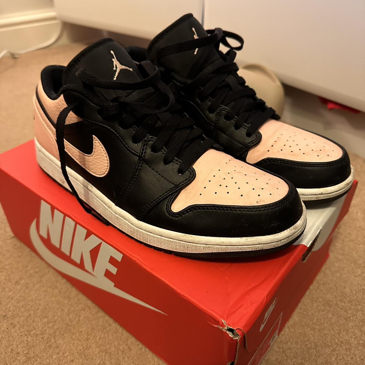 pink black jordans 1