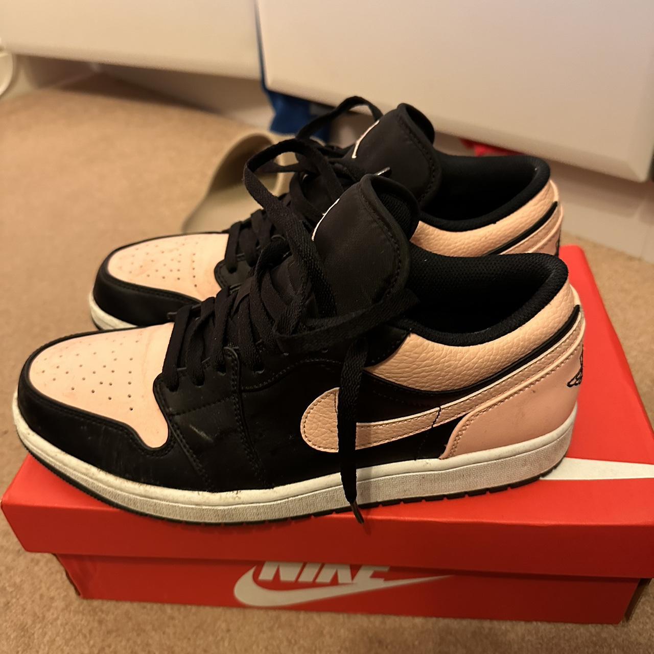 low top pink and black jordans