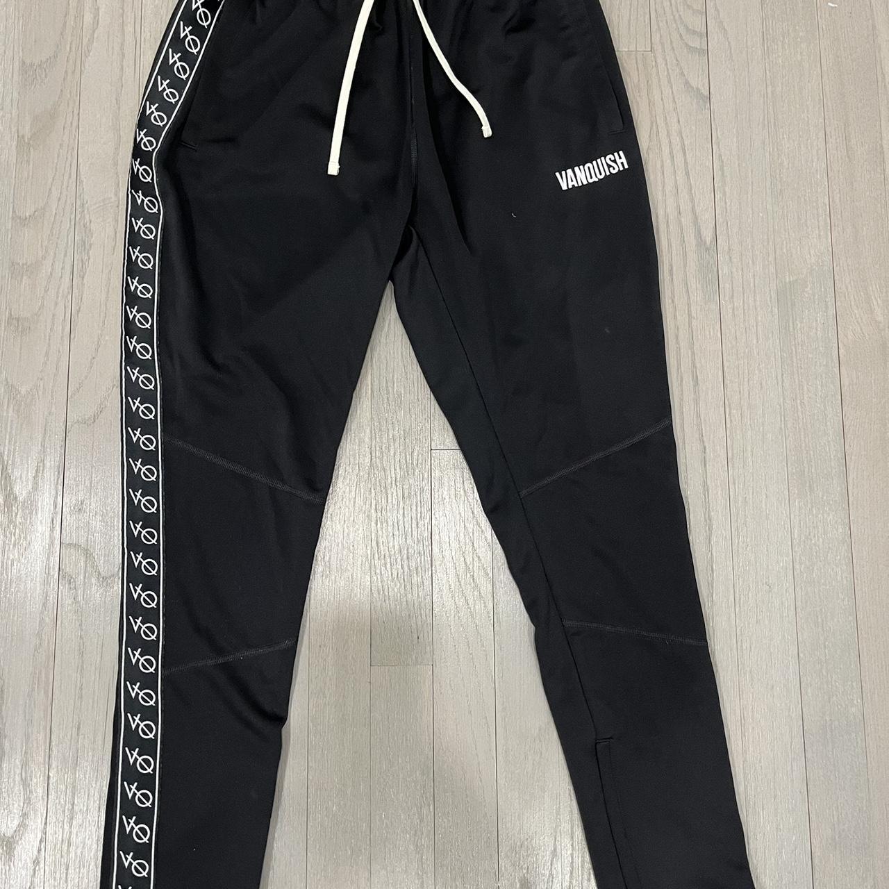 Vanquish Fitness Men's Black and White Joggers-tracksuits | Depop