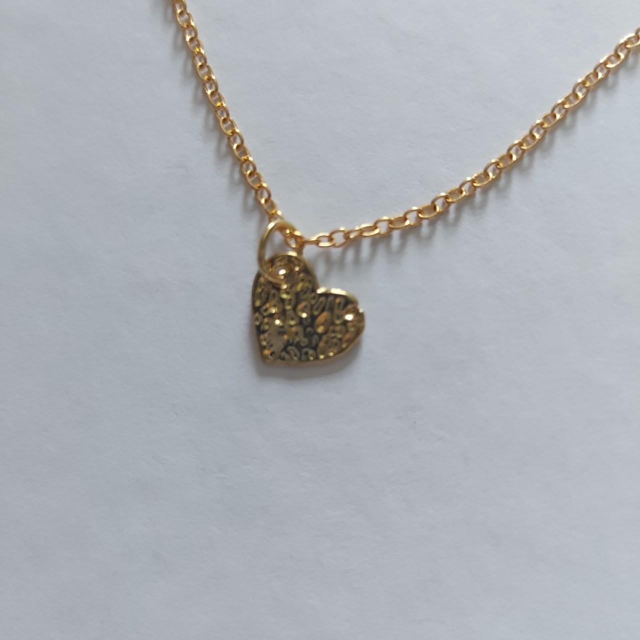 Hammered gold Coloured heart necklace. Great for... - Depop