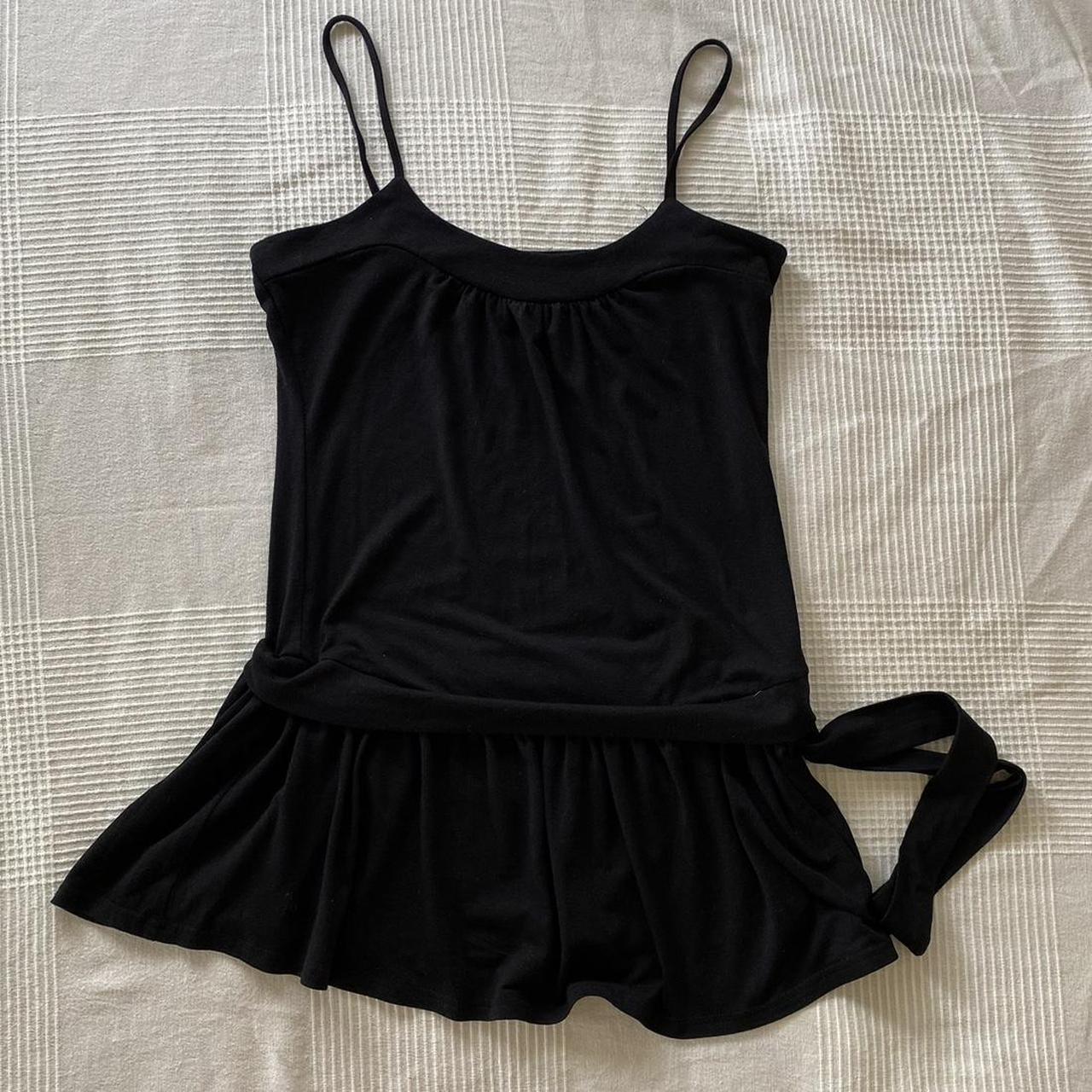 Black drop waist mini dress / long line top with... - Depop