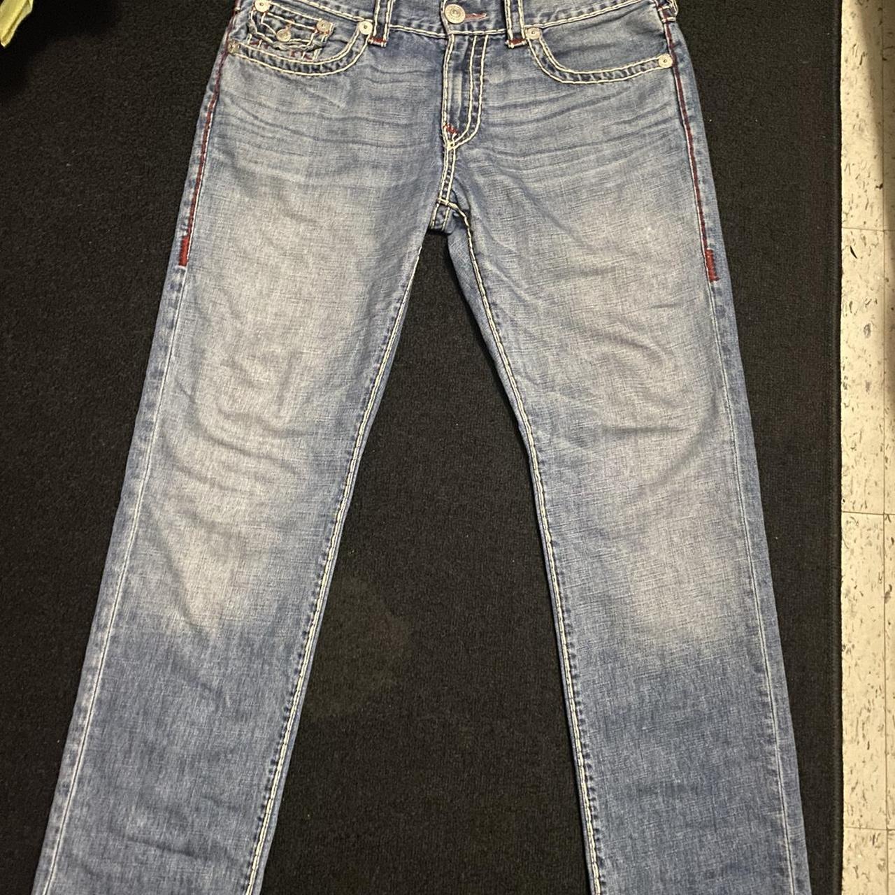 CRAZY TRUE RELIGION BLOOD RED JEANS STRAIGHT FIT - Depop