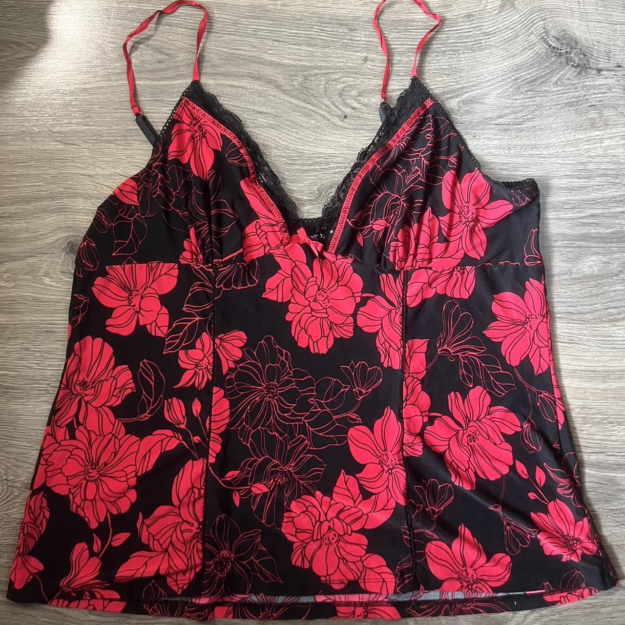 Studio Donatella red and black lace lingerie v neck Depop