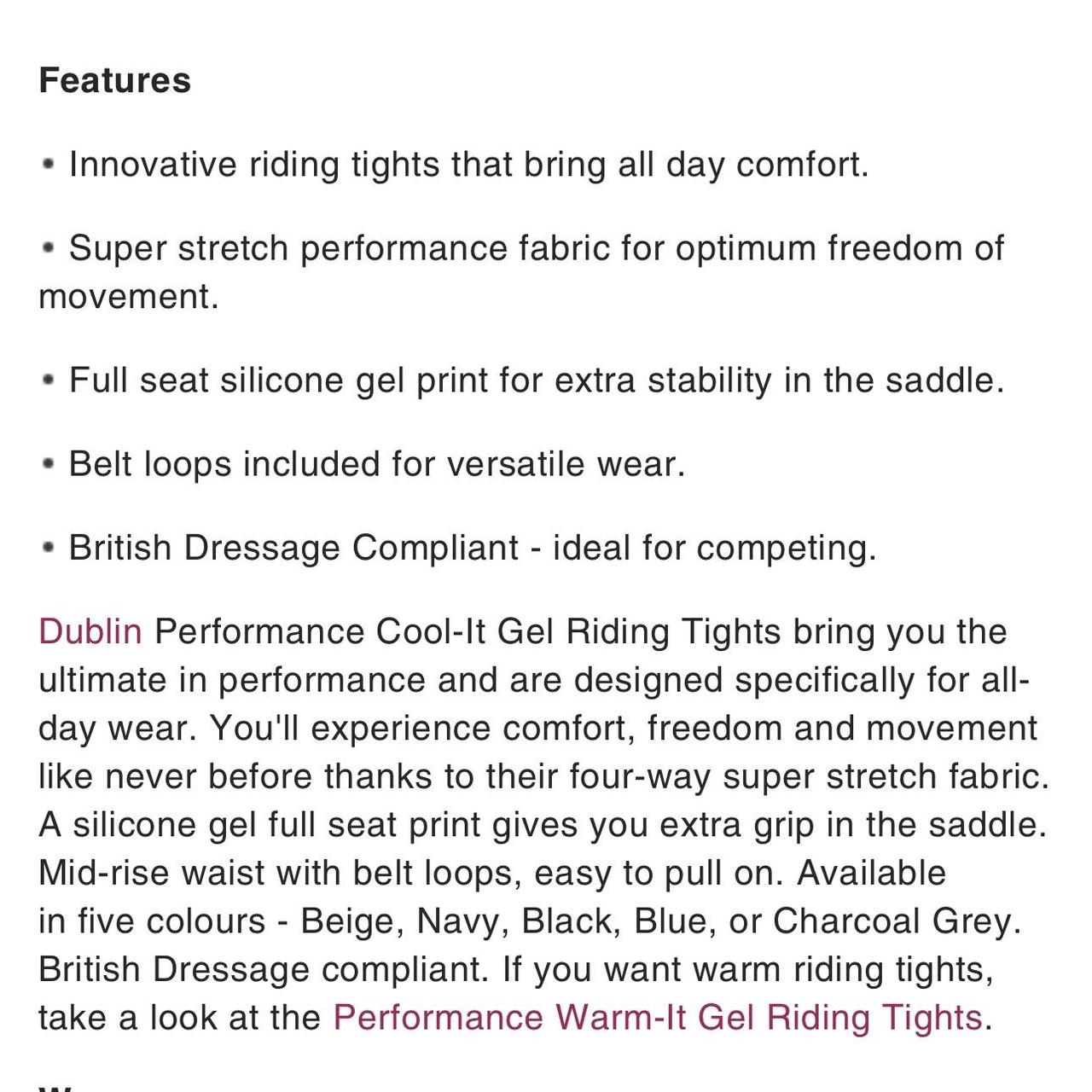 Dublin Performance Cool-It Gel Riding Tights With Silicone Full