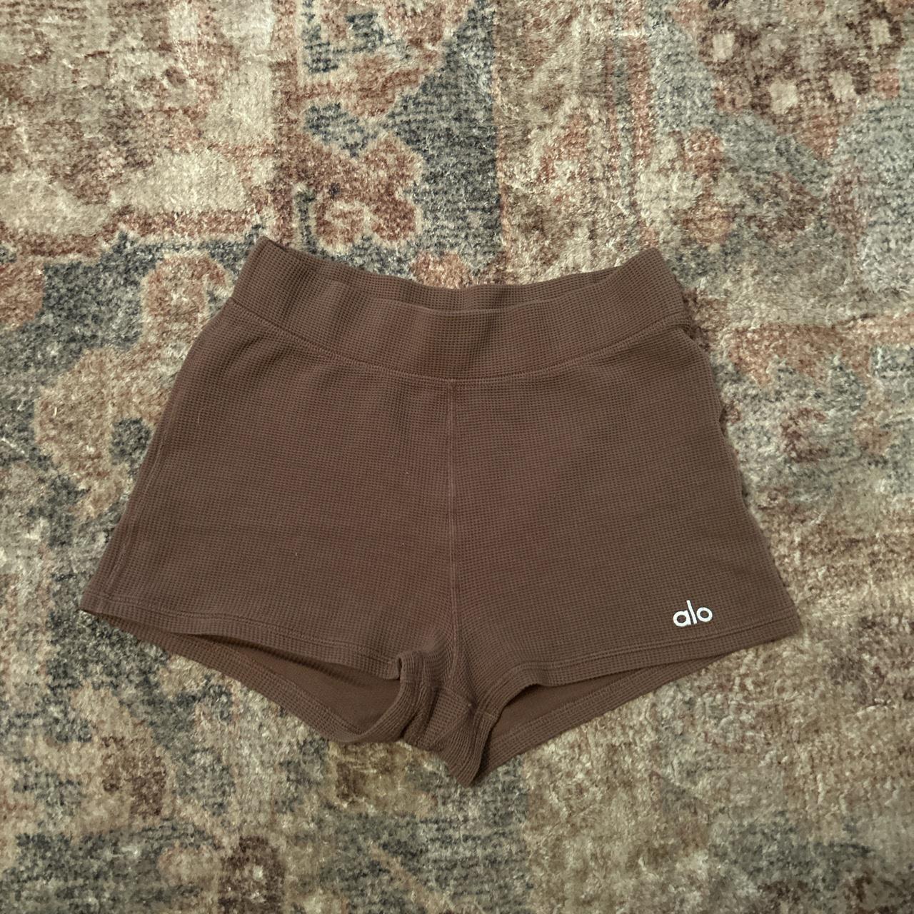 brown alo yoga/workout shorts in perfect... Depop