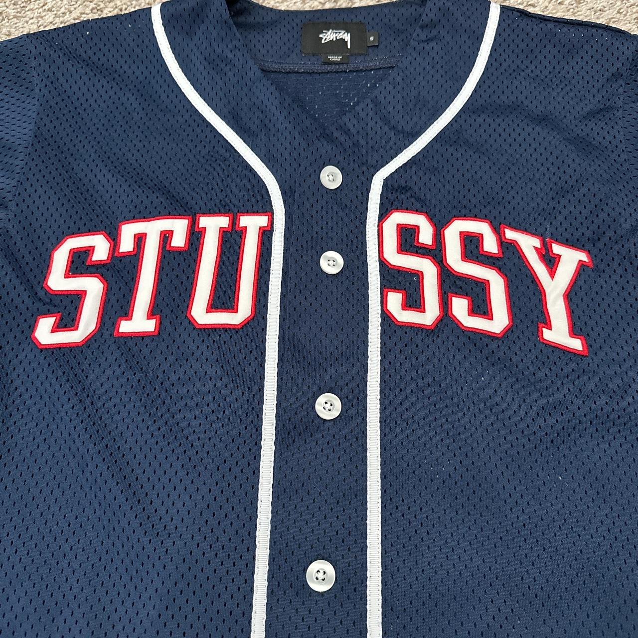 Stussy baseball discount jersey navy blue