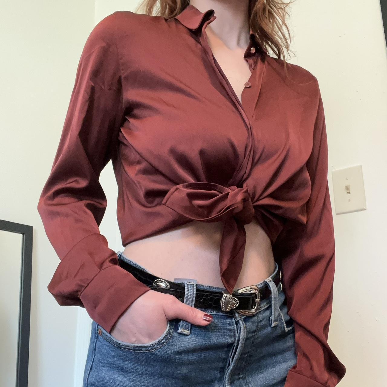 Burgundy blouse clearance h&m