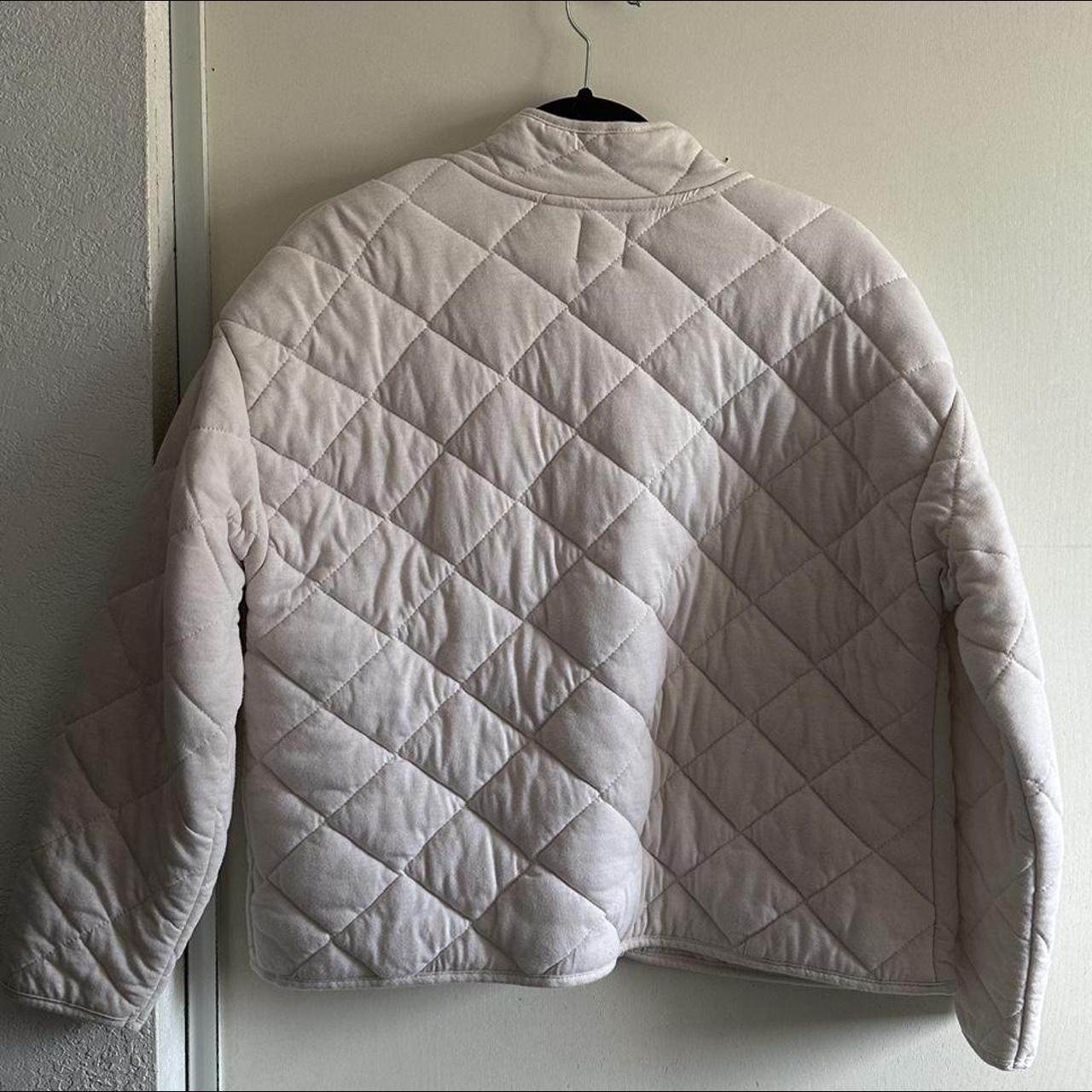 Cream quilted jacket. It’s in good condition aside... Depop