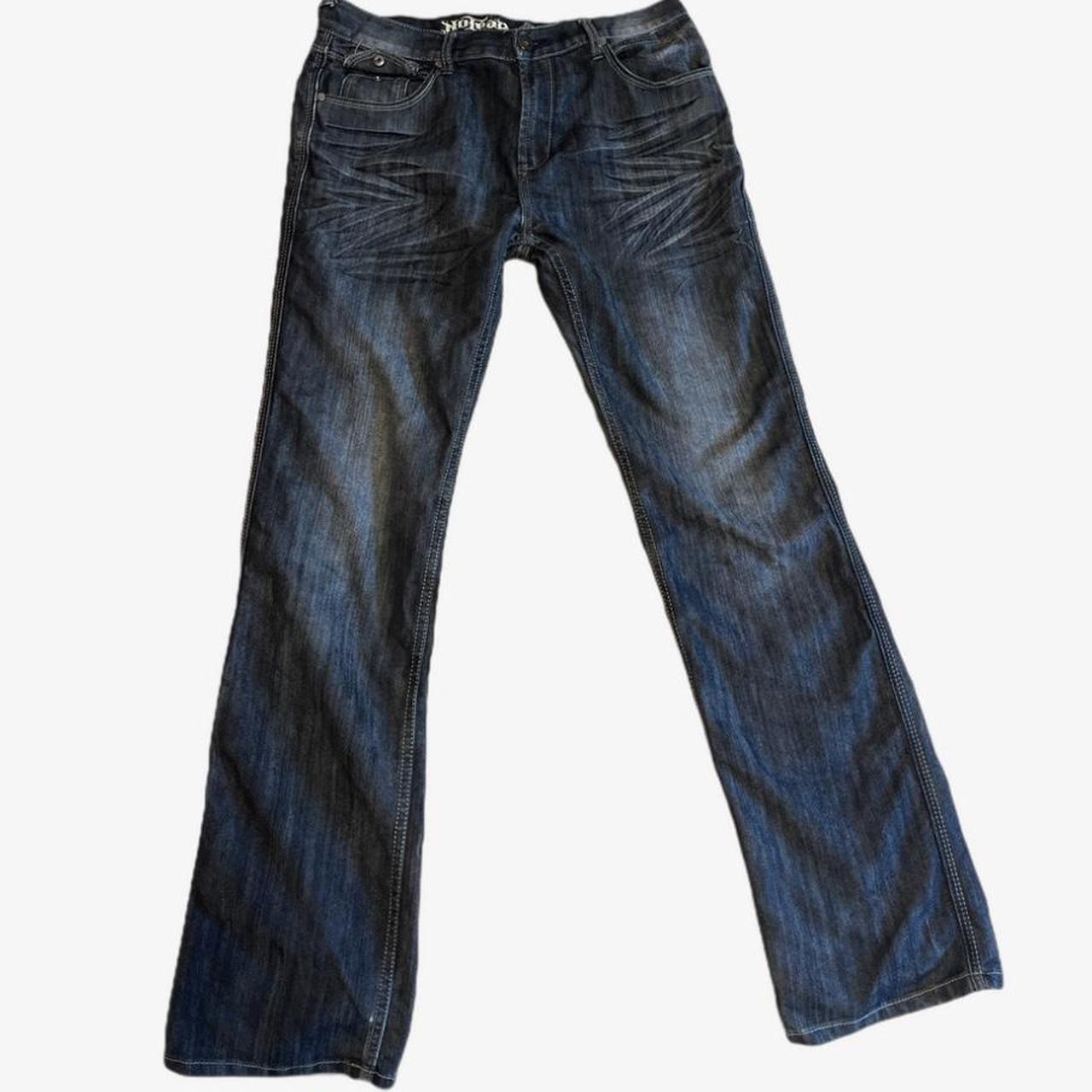 No Fear Men's Navy and Black Jeans Depop