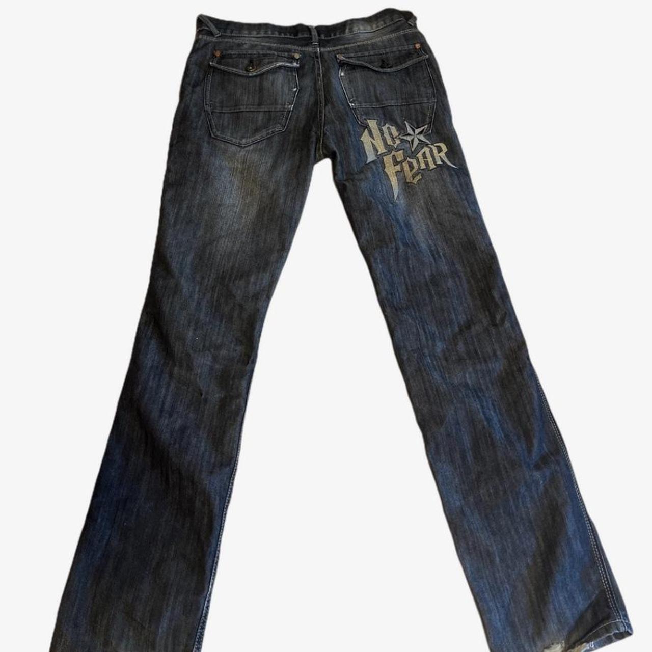 No Fear Men's Navy and Black Jeans Depop