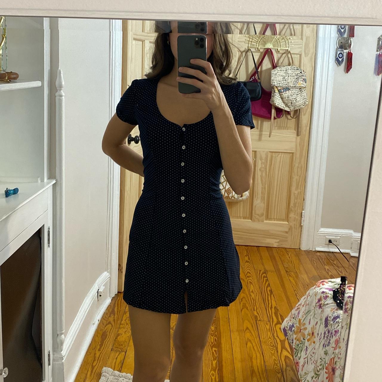 Brandy Melville dress Navy blue Polka dots Depop