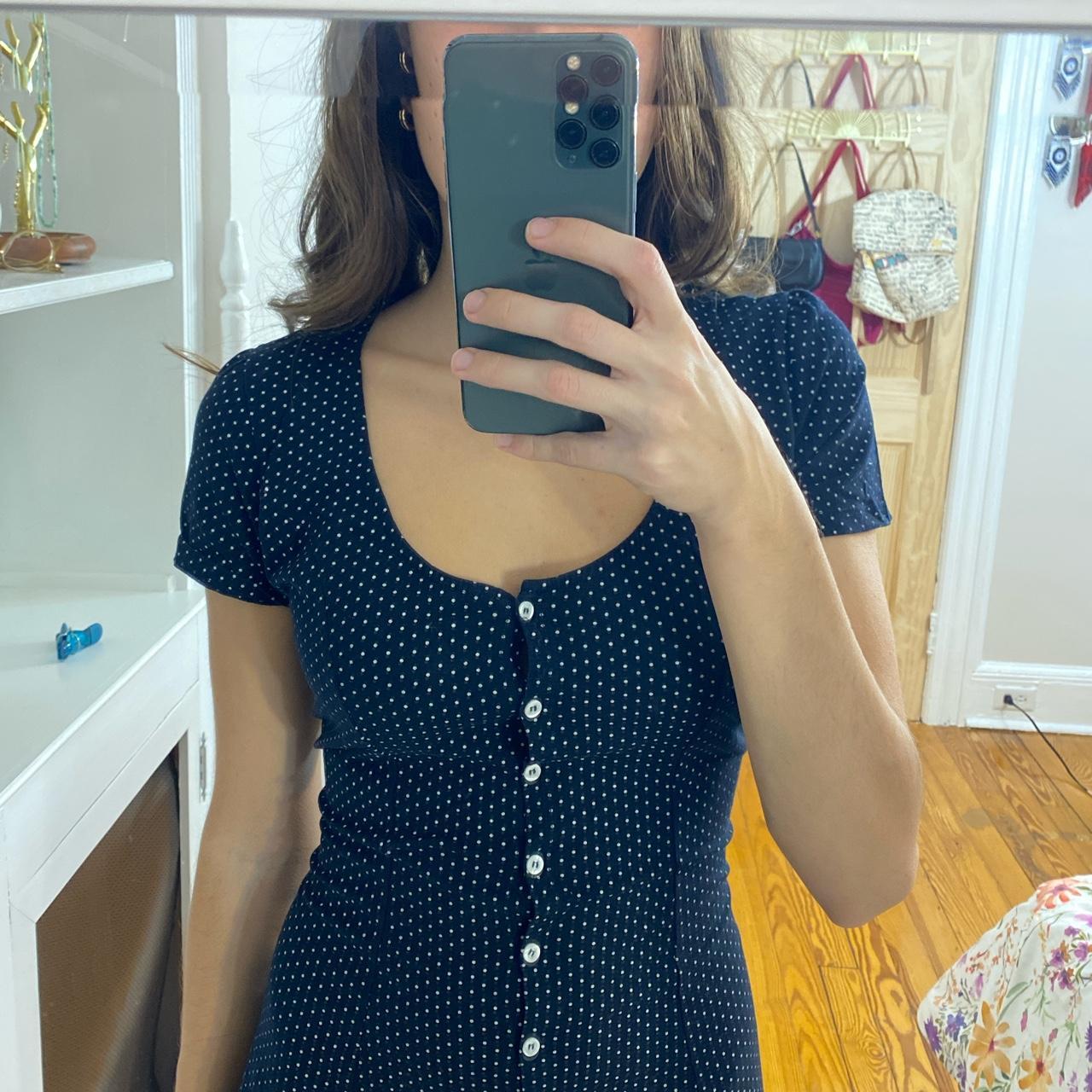 Brandy Melville dress Navy blue Polka dots Depop