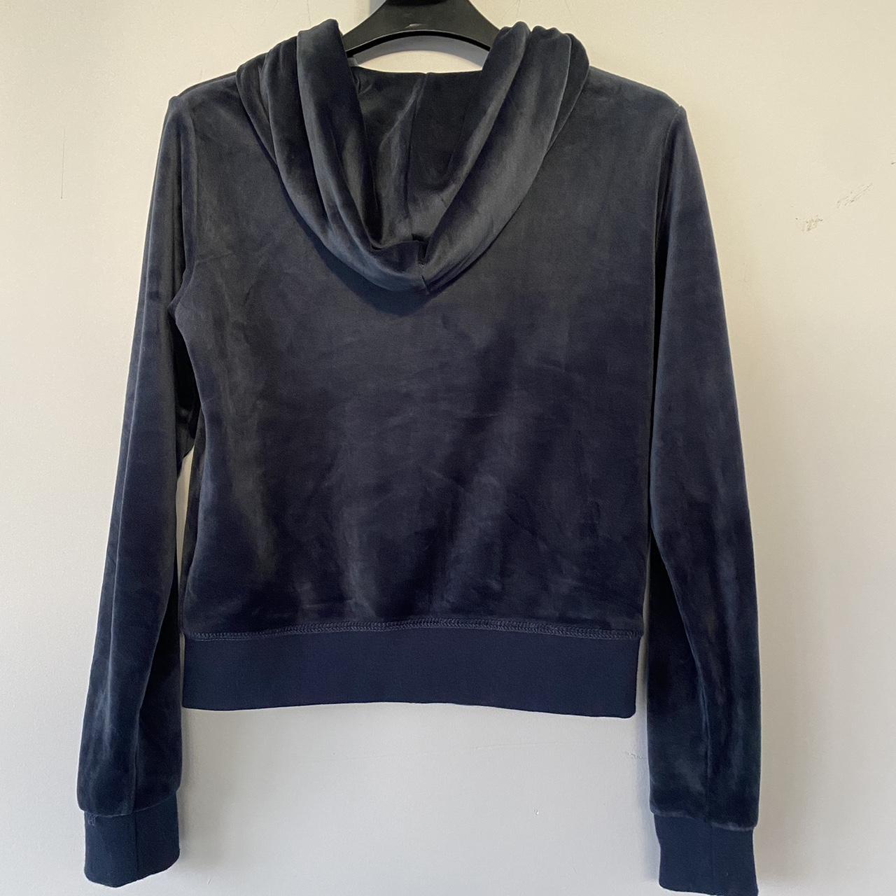 juicy couture navy cropped hoodie size xs barely... - Depop