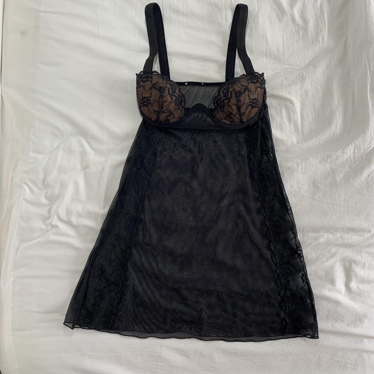 Black lace babydoll lingerie sheer dress, can be... - Depop