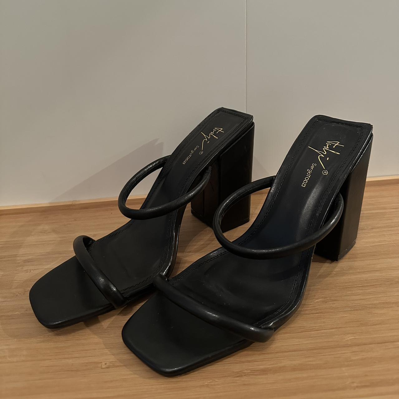Black block heel Worn with marks Size 39 - Depop