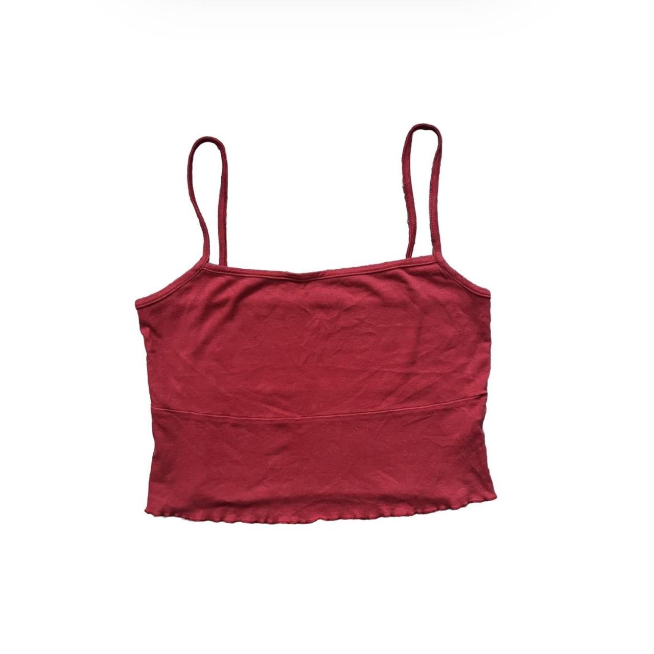 brandy melville red tank w/ lettuce trim hem - Depop