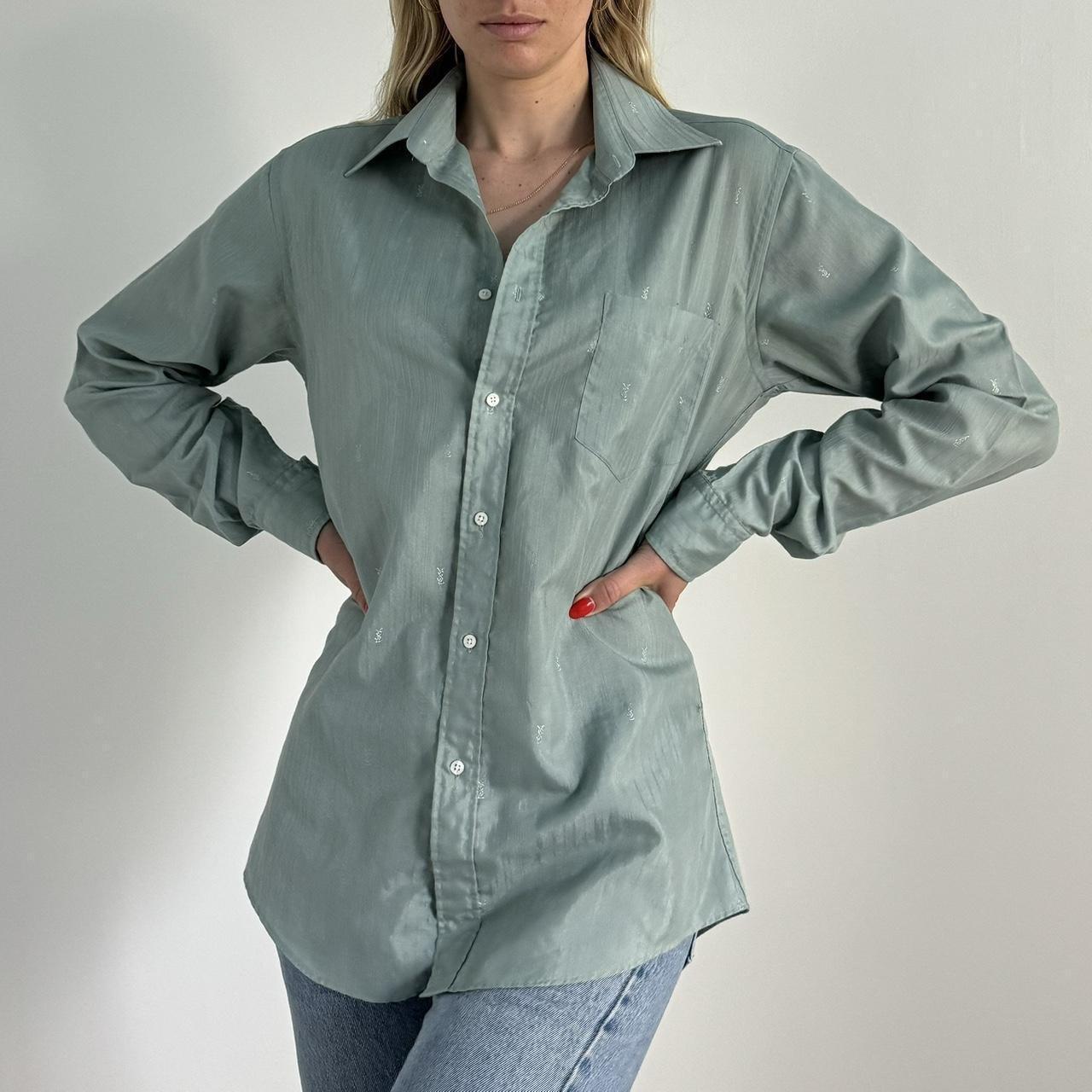STUNNING YSL button down shirt! Mid tone mint green | Depop