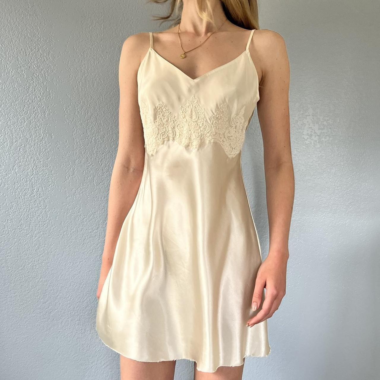 STUNNING vintage slip dress with cream lace detail | Depop