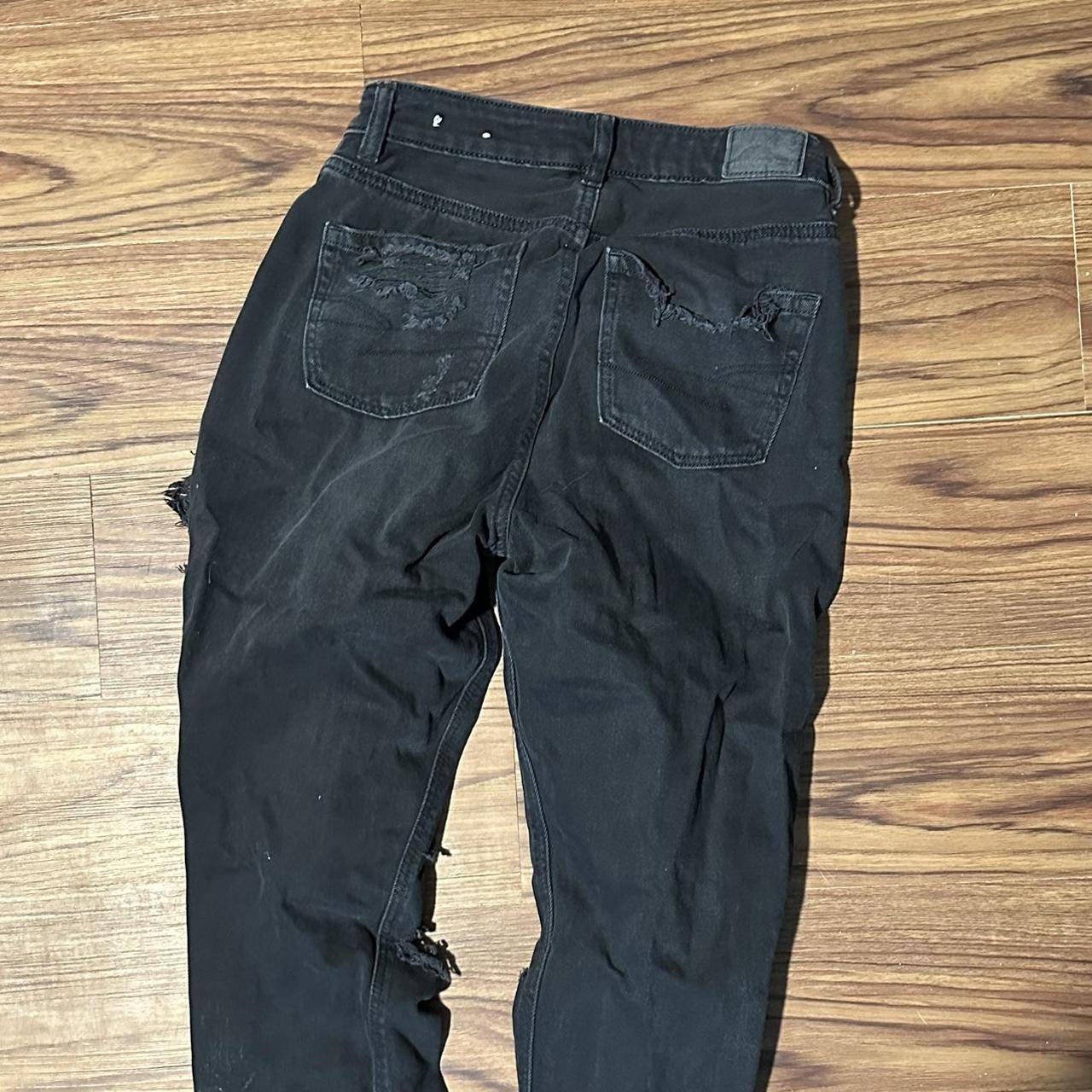 American Eagle High Rise Black Ripped Denim Mom... - Depop