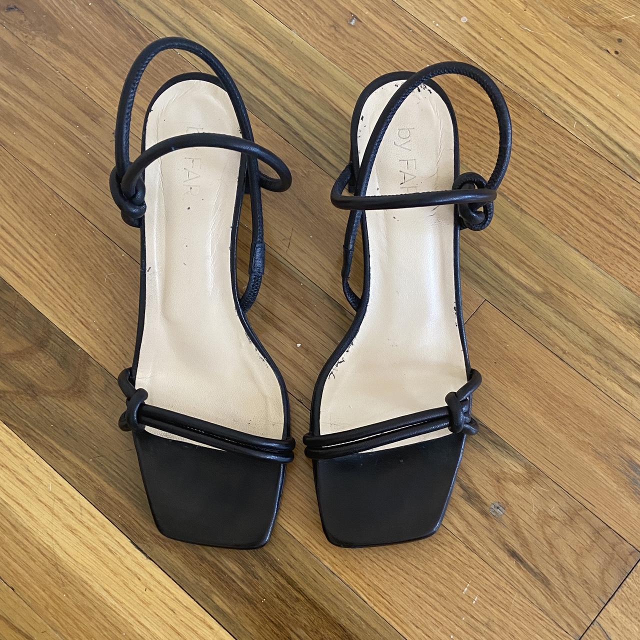 By Far Black Charlie Leather Sandals Details