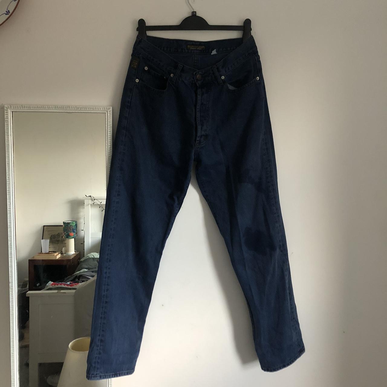 Vintage dark blue denim straight leg jeans, very... Depop