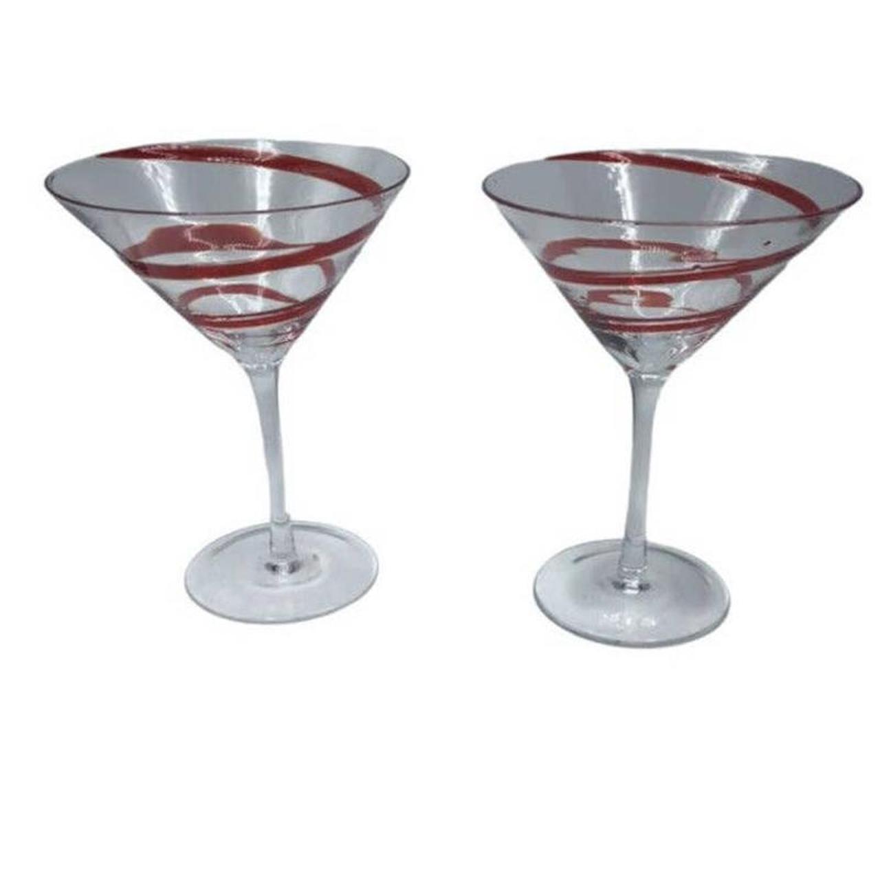 Pier 1 Swirline Red Martini Glass 6 5/8