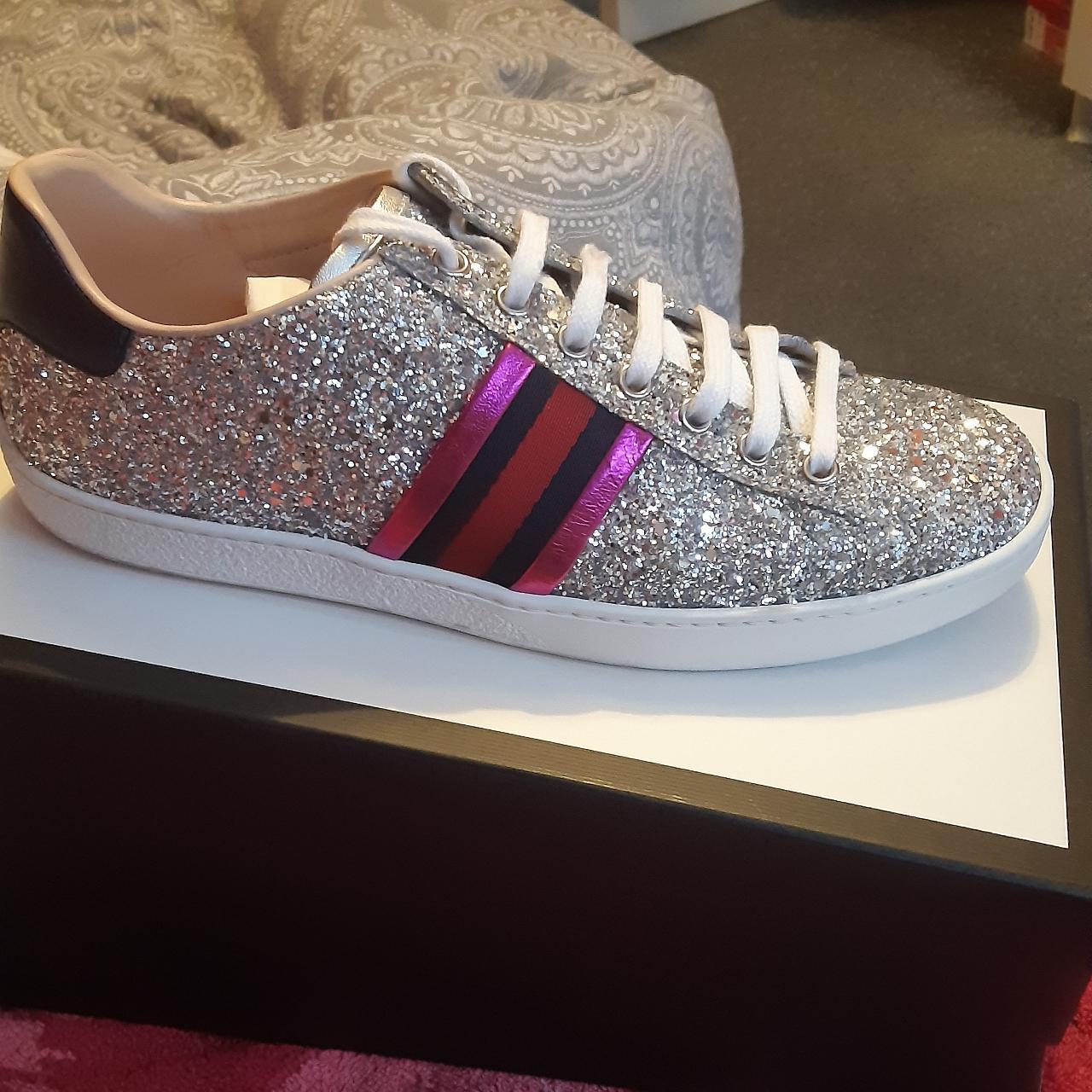 Pink glitter gucci sales trainers