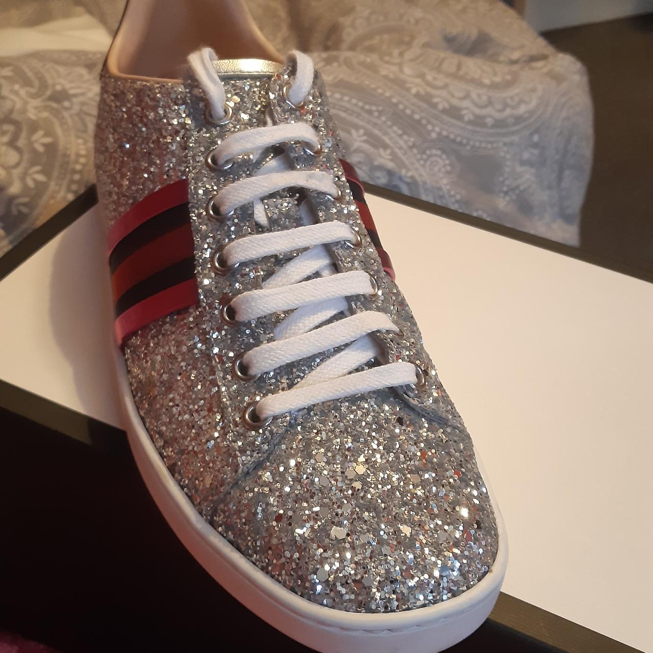 Silver glitter gucci trainers online