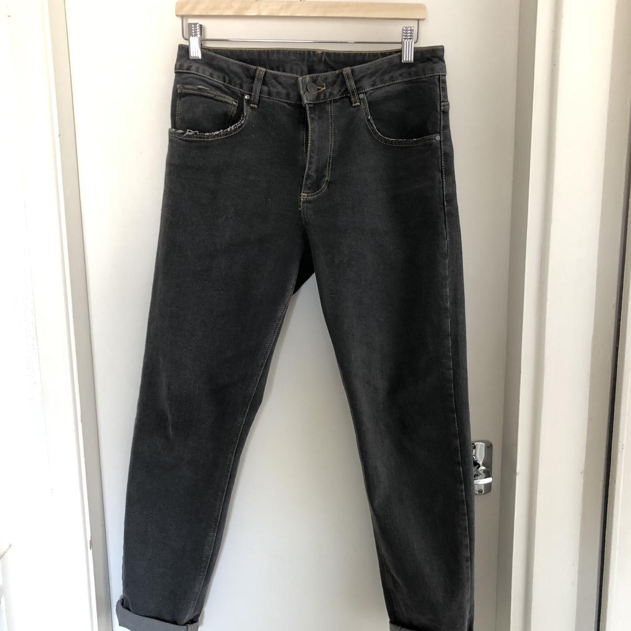 Asos dark grey wash slim straight jeans W30 L32 Zip... Depop