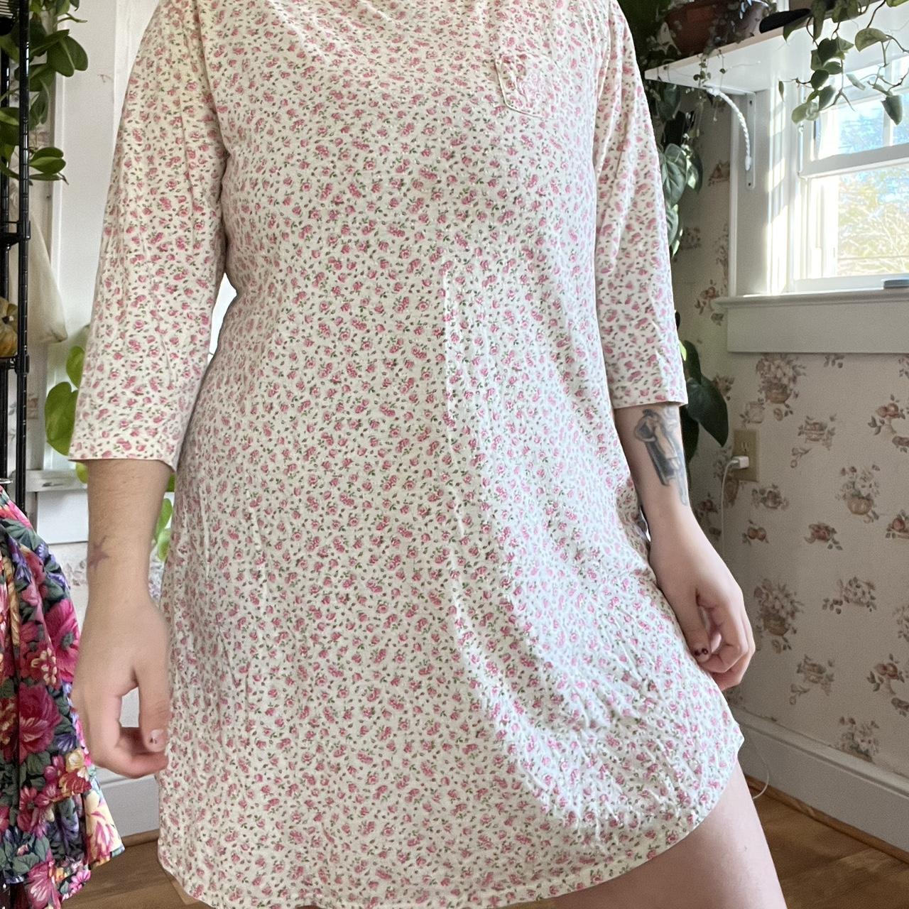 floral tshirt dress tiny pocket for snacks dainty... - Depop