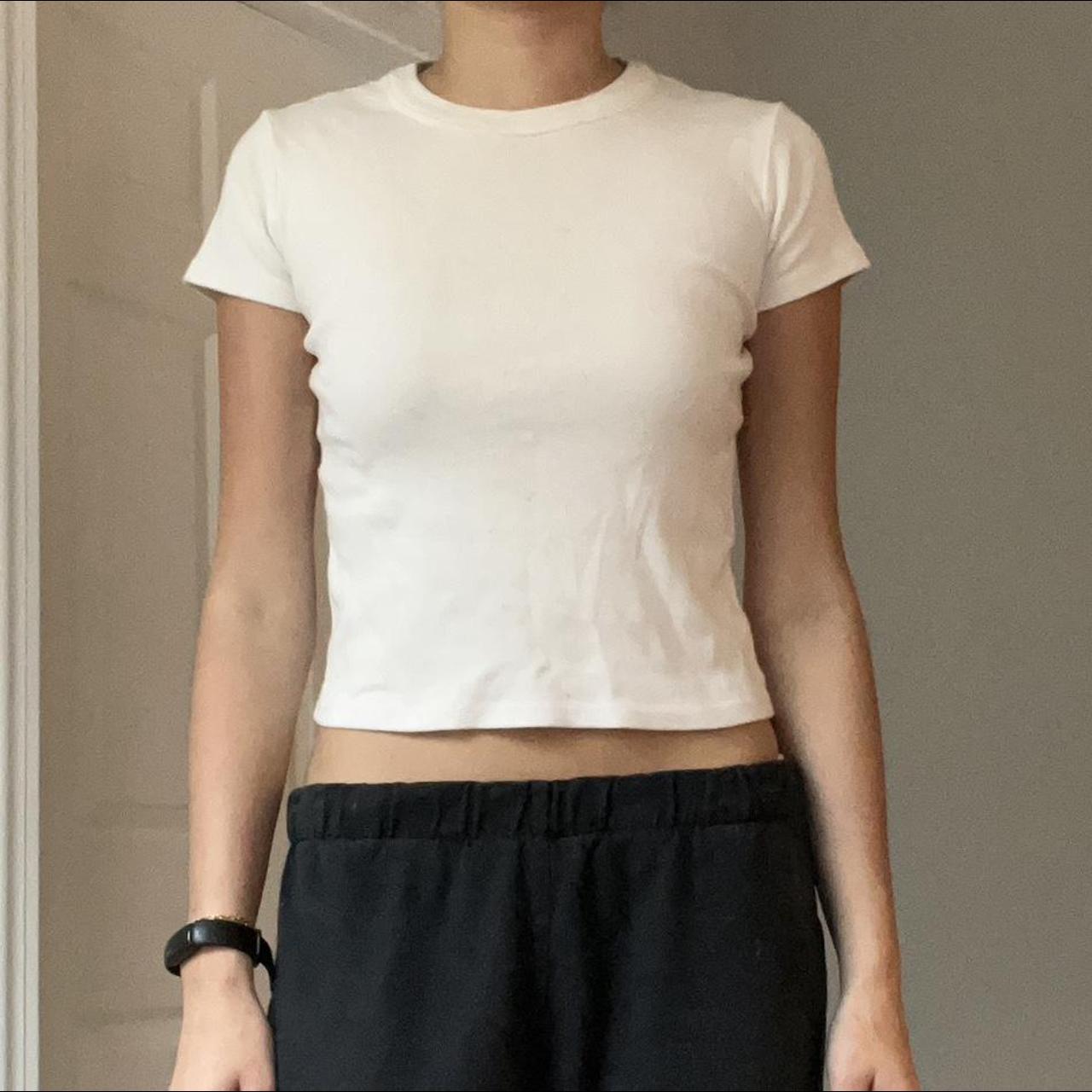 Brandy Melville plain white baby tee Depop