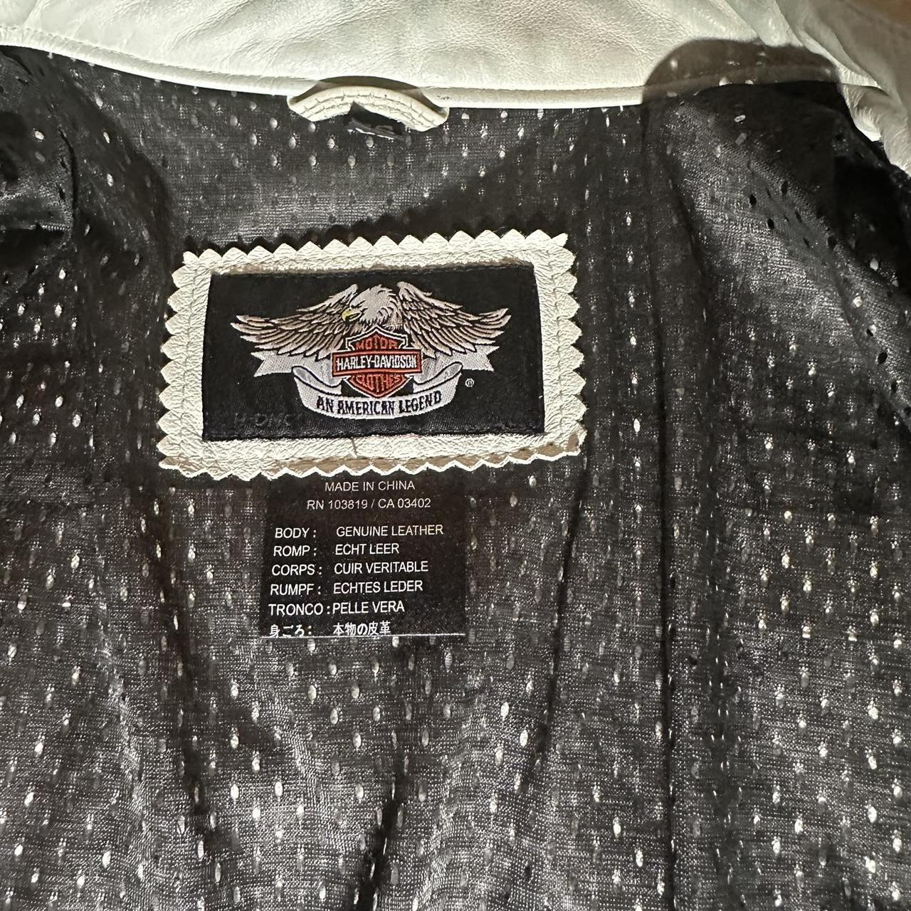 White Leather Harley Davidson Jacket By American... - Depop